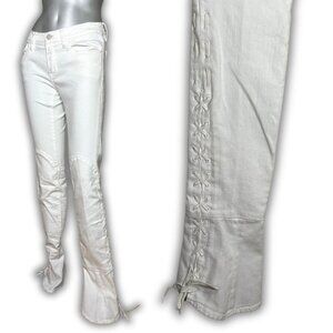 $498 Ralph Lauren White Denim Straight Leg Lace Up Corset Detail Jeans Pants 26